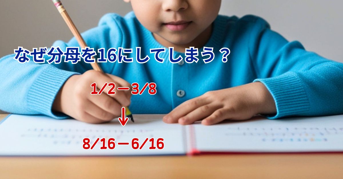 分数の通分でつまずく小学生