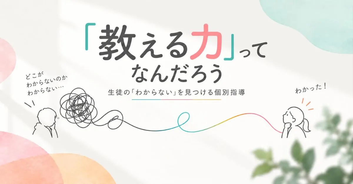 生徒の「わからない」を見つけ、「わかった」まで一緒にたどる個別指導を表したイメージ